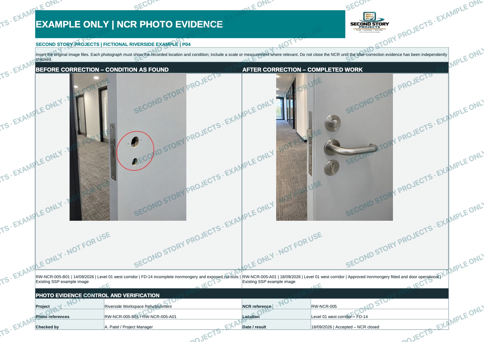 Before-and-after photo evidence — watermarked example