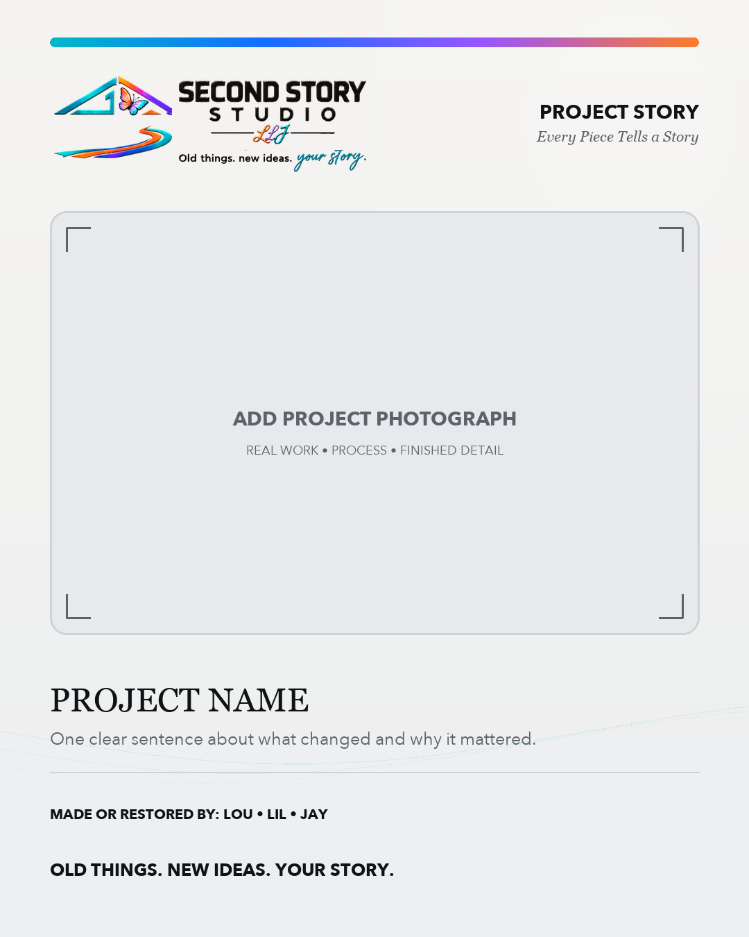 Project-story template created for Second Story Studio